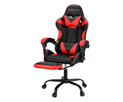 Artiss Gaming Chair Massage Racing Recliner Leather Footrest (Black / Yellow / Red / Grey / Blue)