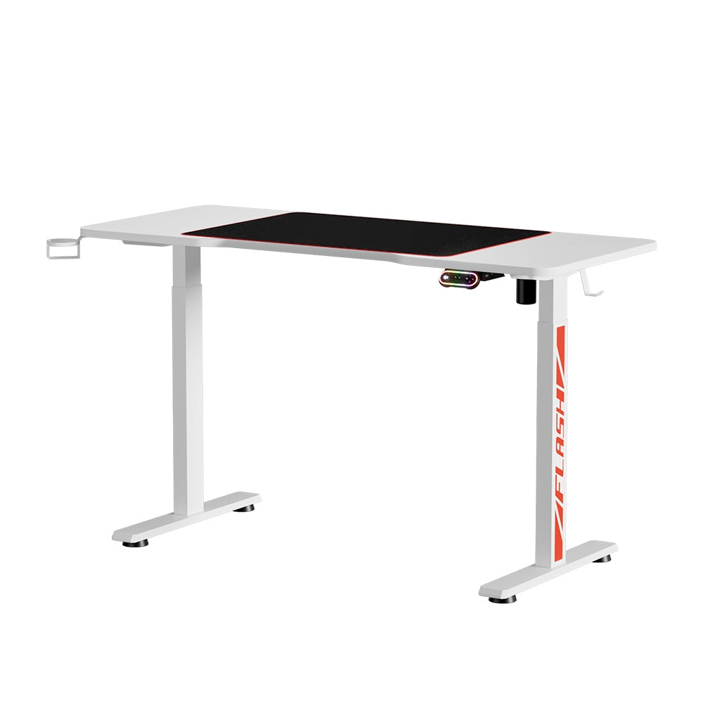 Artiss Electric Standing Gaming Desks RGB - White