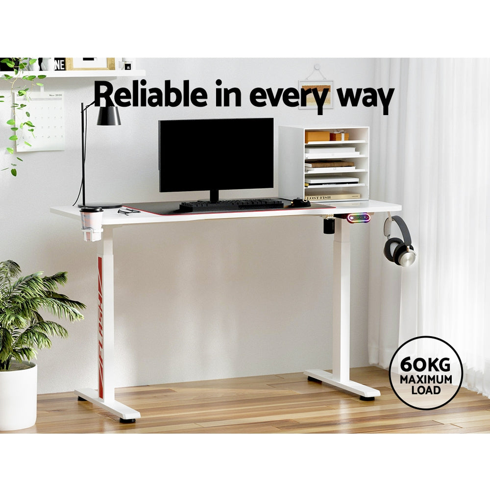 Artiss Electric Standing Gaming Desks RGB - White