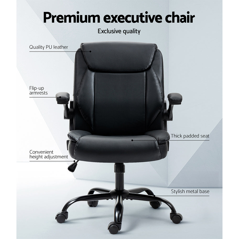 Artiss Gaming Chair Leather Computer Desk Chairs Executive Gaming Study Black