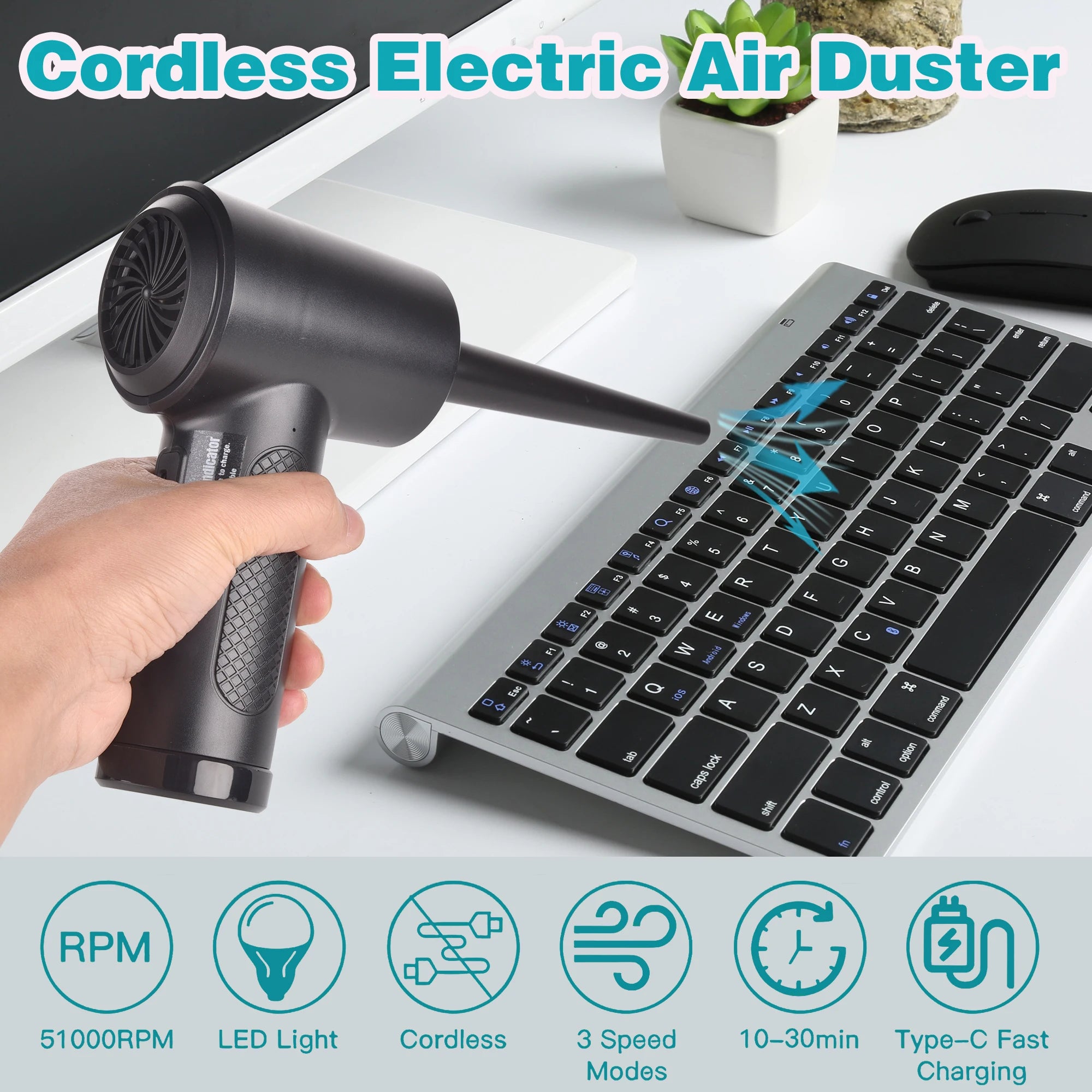 Cyber X - Cordless Air Duster For PC Cleaning (51000RPM)