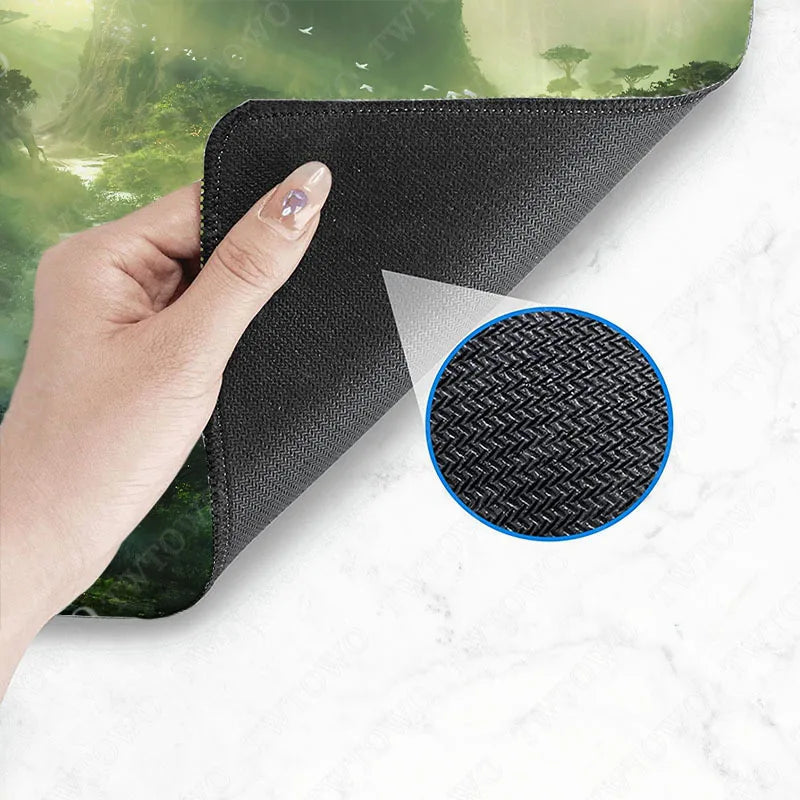 Fantasy Forest Green Mouse Pad – Gaming & Keyboard Mat, Non-Slip Rubber