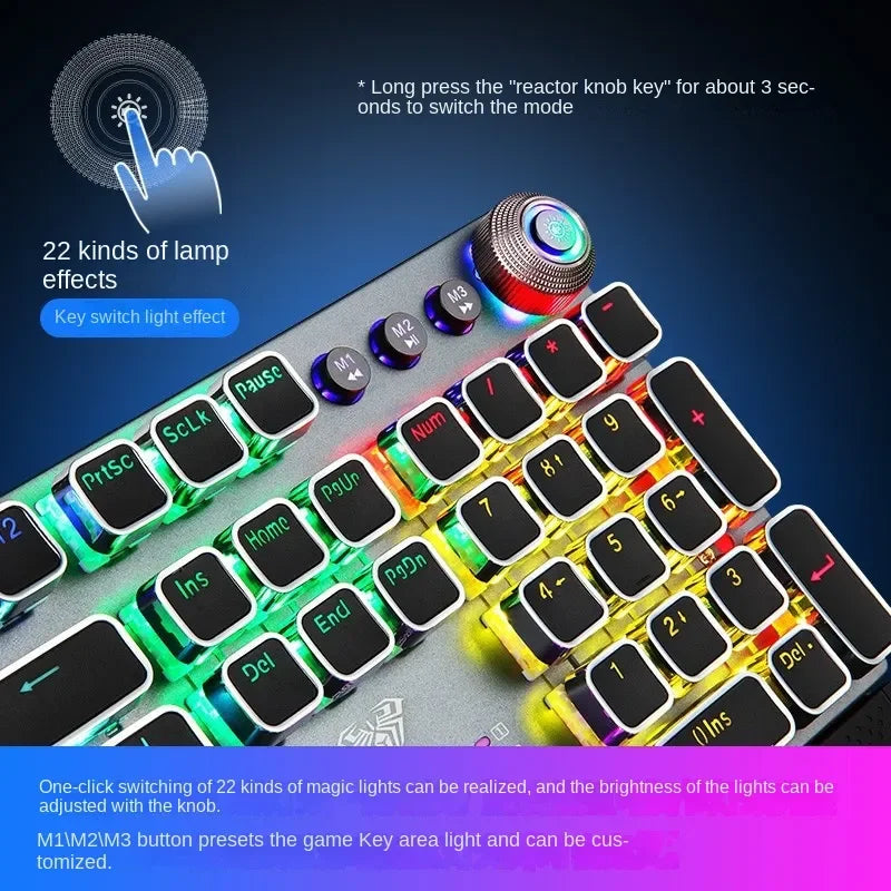 F2088 Mechanical Gaming Keyboard Anti-ghosting 104 Plating Blue Switch Wired Mixed Backlit Keyborad for Game Laptop PC