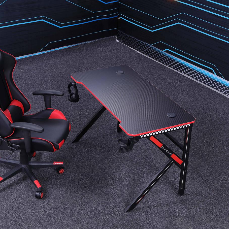 Gaming Desk - K-Shaped Legs Black 140cm