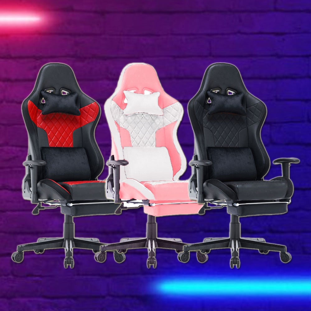 RGB Lights Bluetooth Speaker Gaming Chair - Black/Red