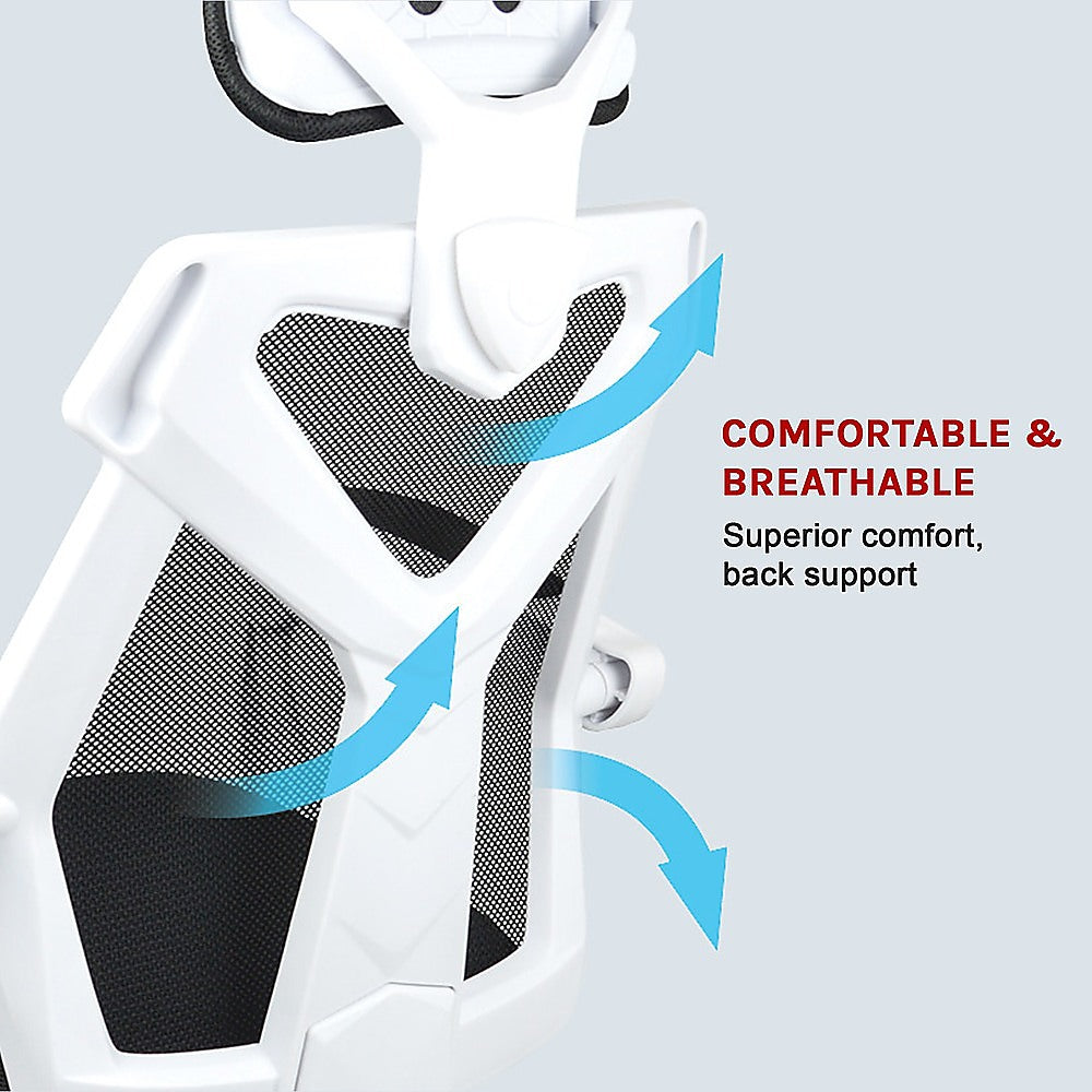 Gaming Chair Mesh Back Foam Seat - White