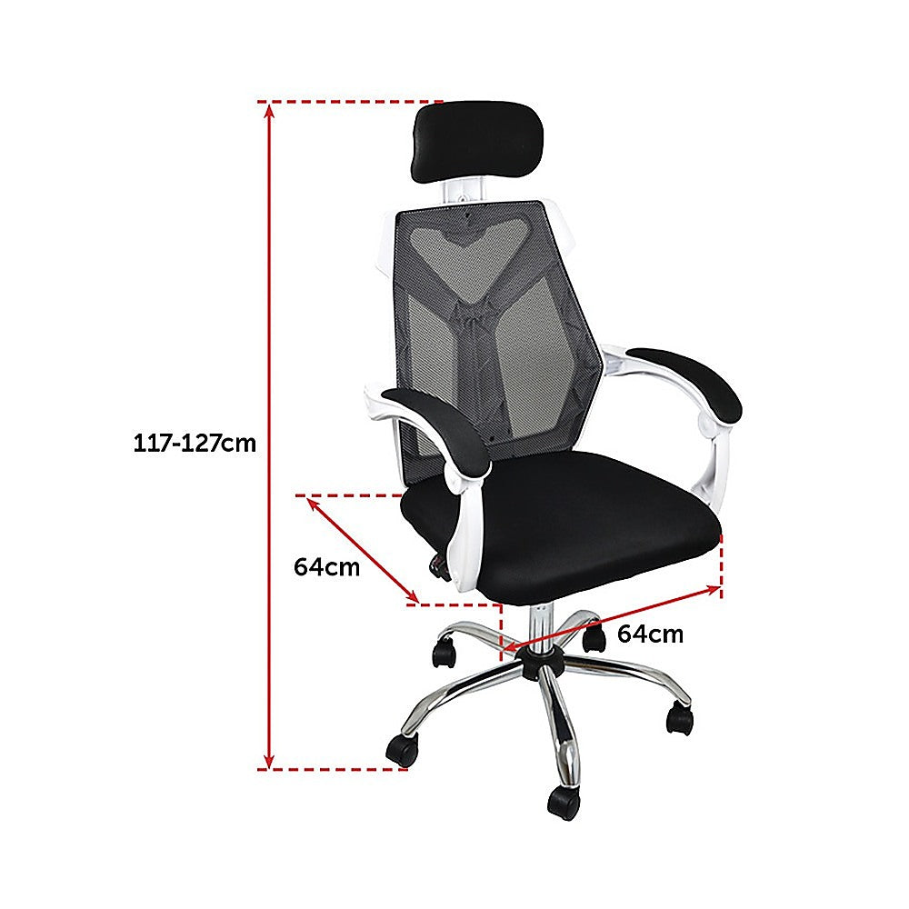 Gaming Chair Mesh Back Foam Seat - White