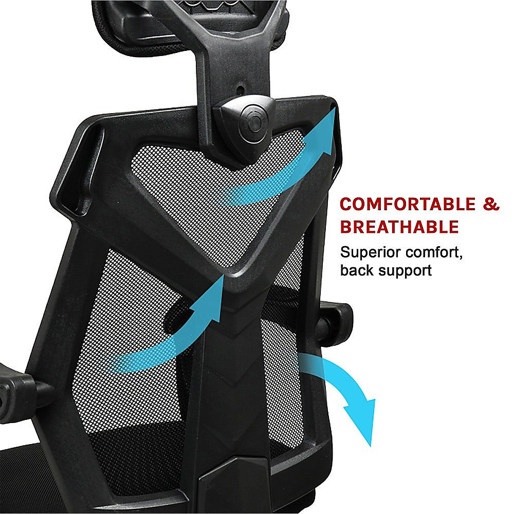 Gaming Chair Gaming Computer Chairs Mesh Back Foam Seat - Black