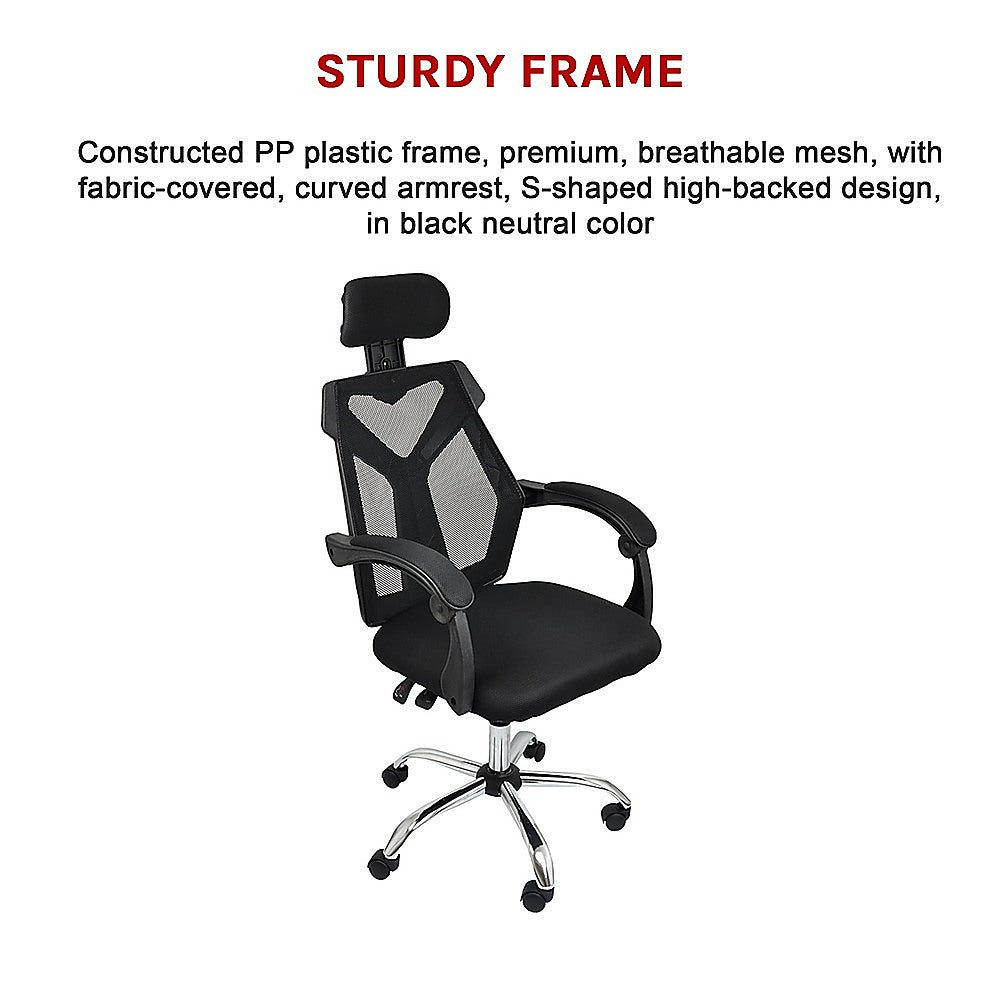 Gaming Chair Gaming Computer Chairs Mesh Back Foam Seat - Black