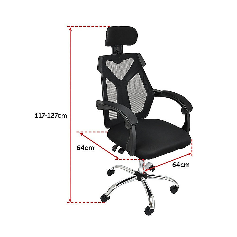Gaming Chair Gaming Computer Chairs Mesh Back Foam Seat - Black