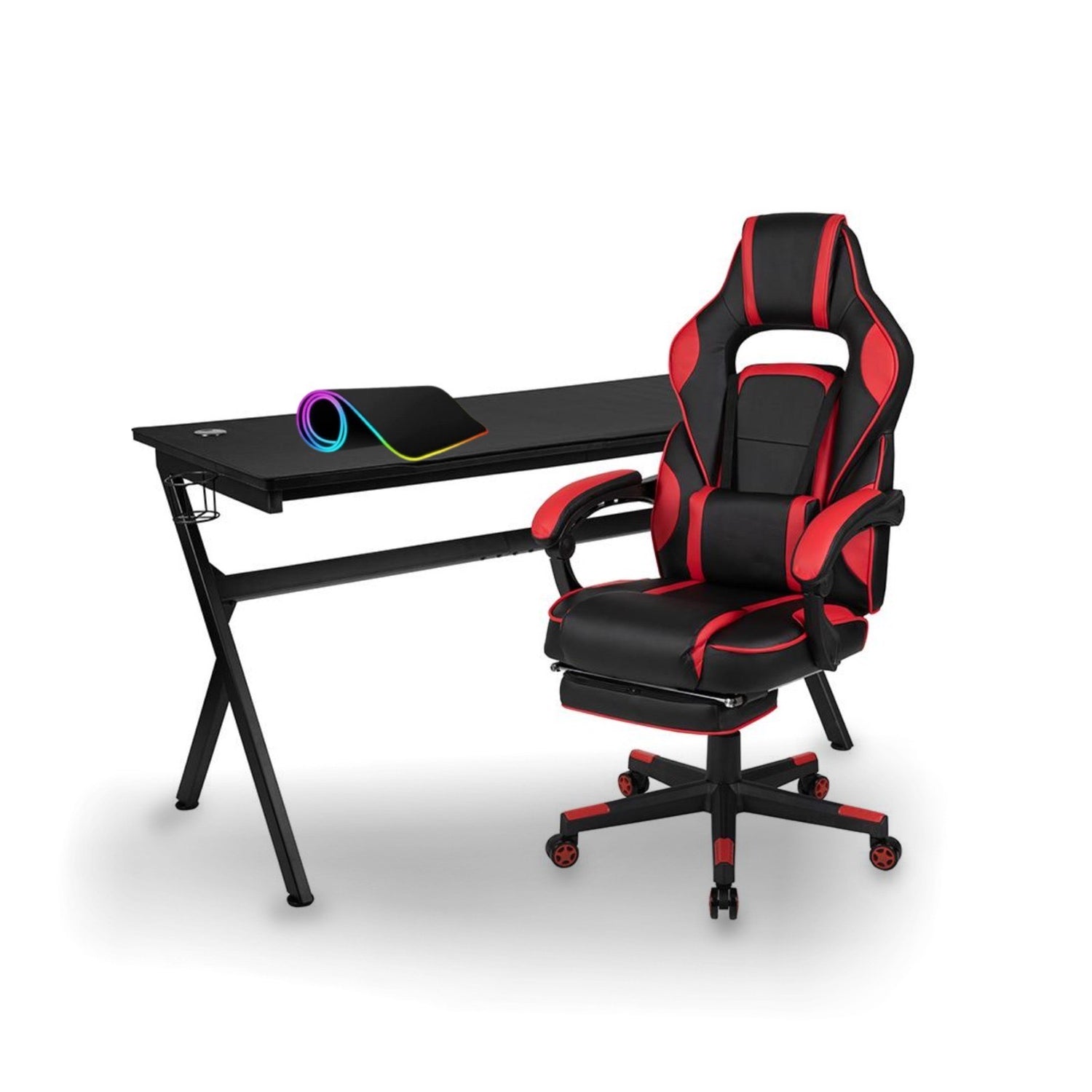 Ultimate Gaming and Office Combo - Ergonomic Artiss Office Chair, LED Gaming Desk, Large RGB Mouse Pad - Enhance Comfort, Style, and Performance with up to 15% Discount Bundlebo Special Deal