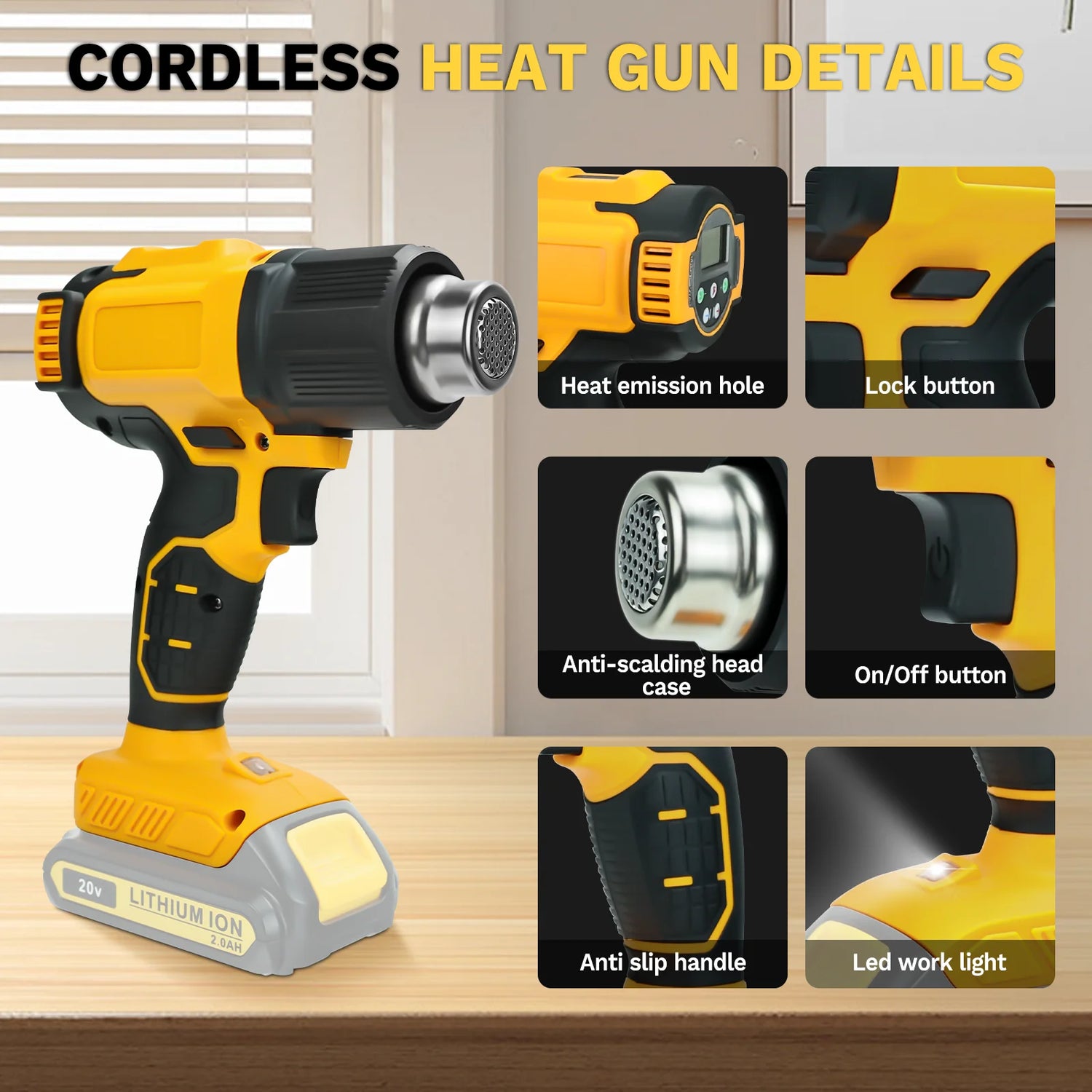 300W Heat Gun with LCD Display &amp; 5 Nozzles