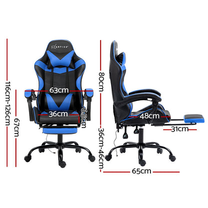 Artiss Gaming Chairs Massage Racing Recliner Leather Office Chair Footrest-1
