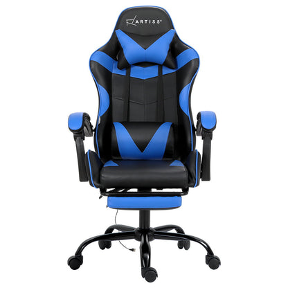 Artiss Gaming Chairs Massage Racing Recliner Leather Office Chair Footrest-2