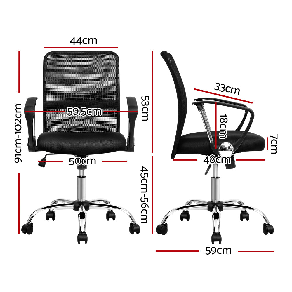 Artiss Office Chair Gaming Chair Computer Mesh Chairs Executive Mid Back Black-1
