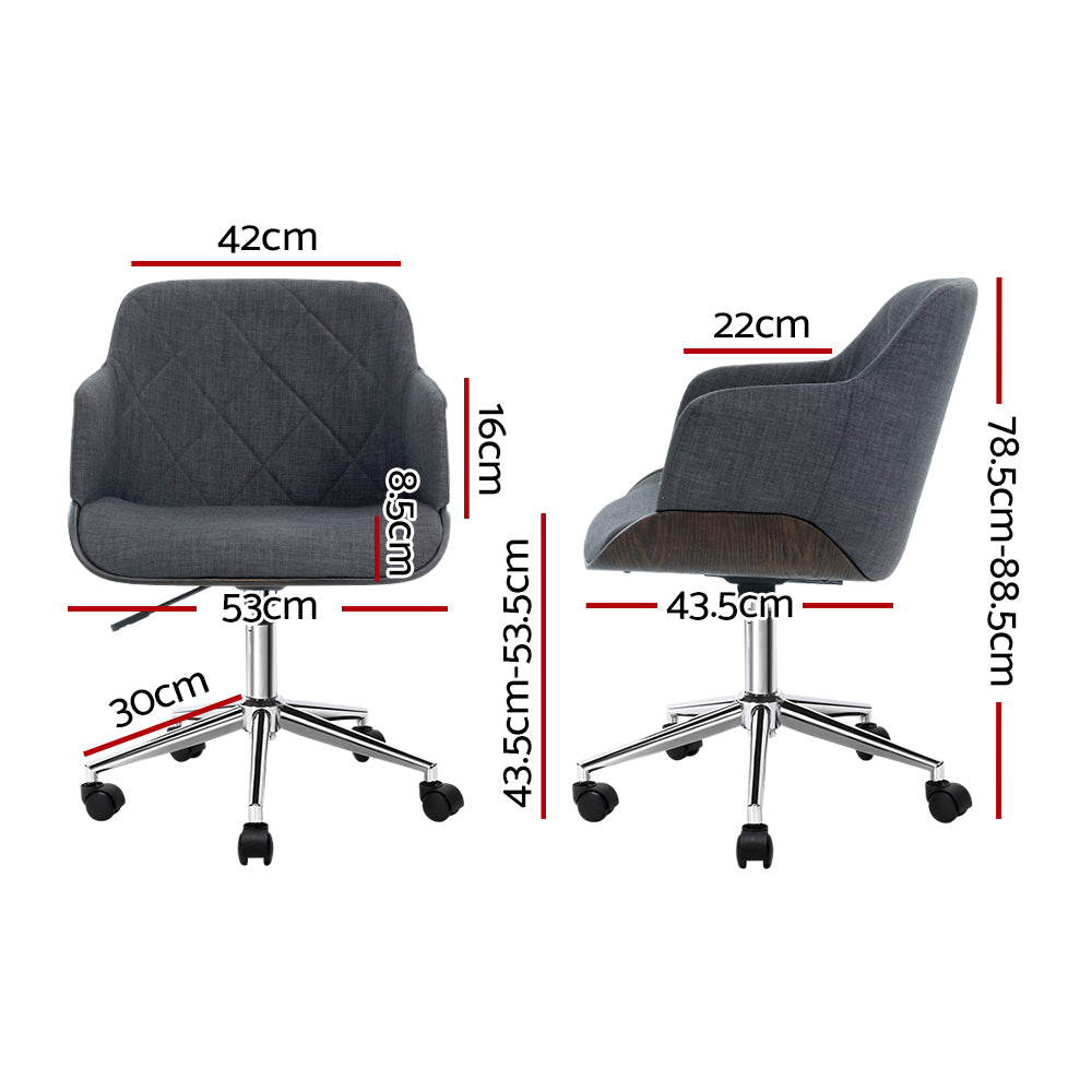 Artiss Wooden Office Chair Computer Gaming Chairs Executive Fabric Grey-1