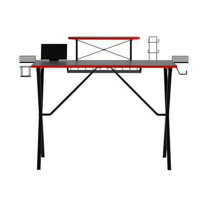 Artiss Gaming Desk + Storage - 105CM - Black with Red Trim