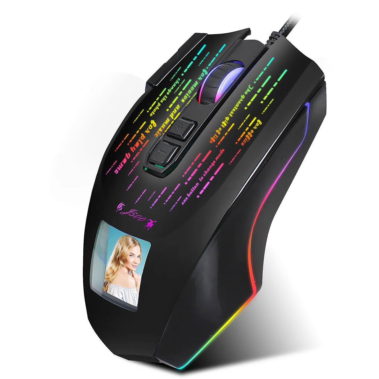 HXSJ J500 Wired Gaming Mouse 10000 DPI Optical Sensor RGB Backlit Photo Setting Macro Programming for PC Gamers