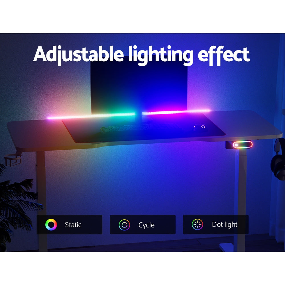 Artiss Electric Standing Gaming Desks RGB - White