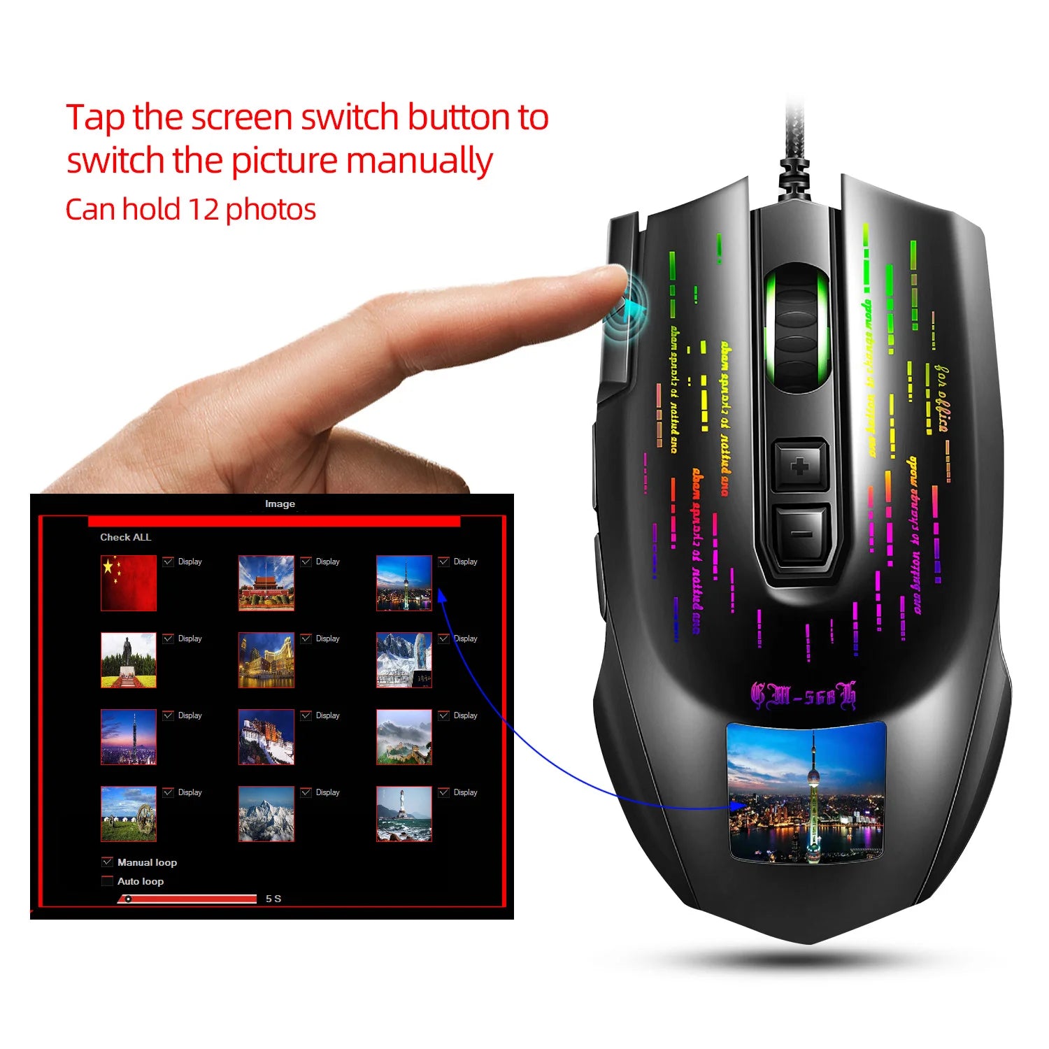 HXSJ J500 Wired Gaming Mouse 10000 DPI Optical Sensor RGB Backlit Photo Setting Macro Programming for PC Gamers