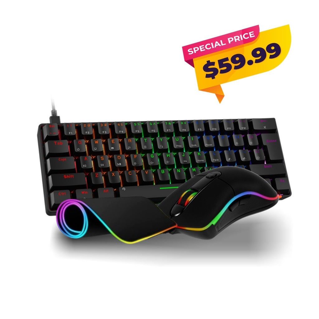 Gaming Keyboard and Mouse with Bonus RGB Mouse Pad Combo