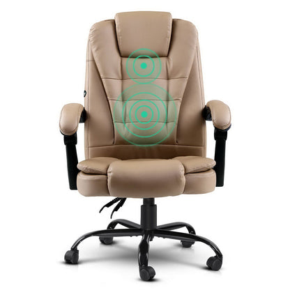 Artiss Massage Gaming Chair PU Leather Recliner Computer Gaming Chairs Espresso