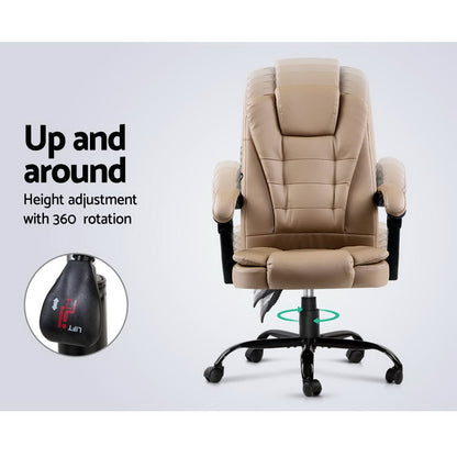 Artiss Massage Gaming Chair PU Leather Recliner Computer Gaming Chairs Espresso