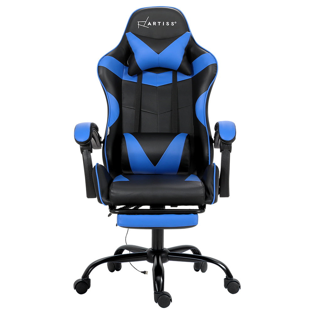 Artiss Gaming Chairs Massage Racing Recliner Leather Gaming Chair Footrest