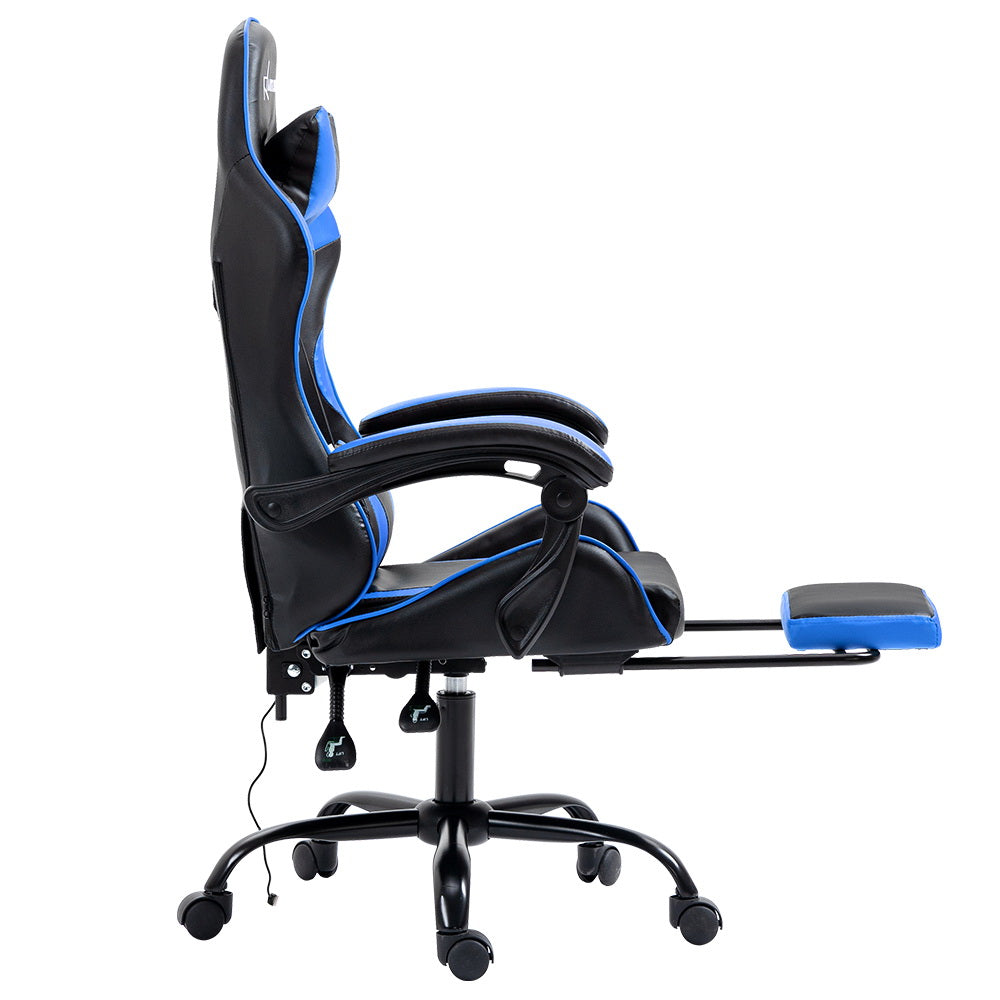 Artiss Gaming Chairs Massage Racing Recliner Leather Gaming Chair Footrest