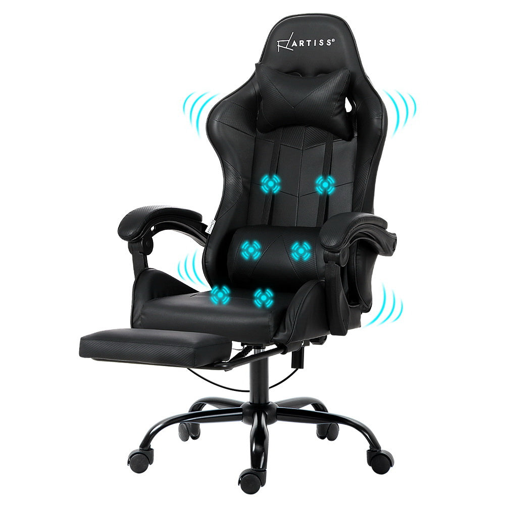 Artiss Gaming Gaming Chair Racing Massage Computer Seat Footrest Leather