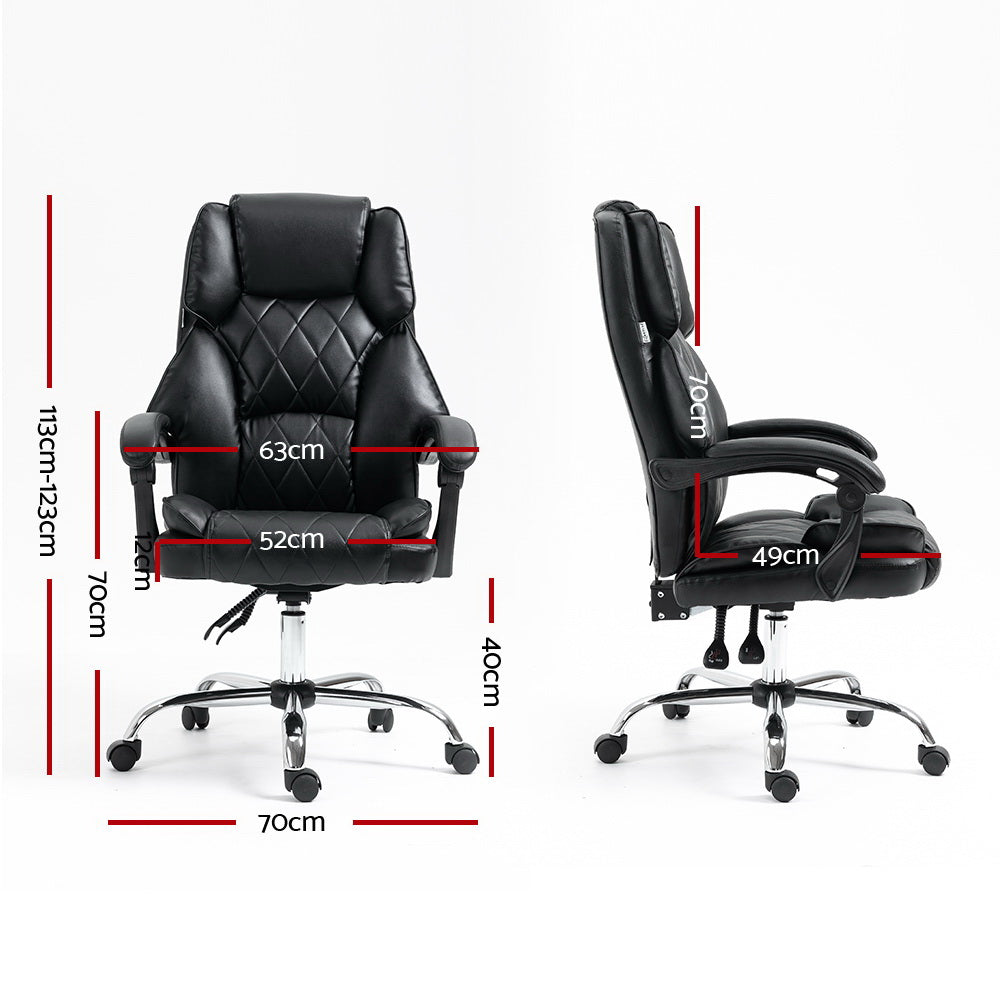 Artiss Executive Gaming Chair Leather Gaming Computer Desk Chairs Recliner Black