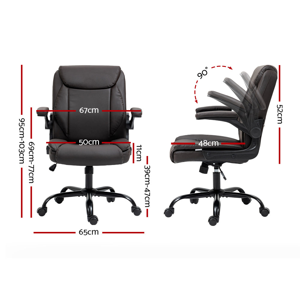 Artiss Gaming Chair Gaming Computer Executive Chairs Leather Tilt Swivel Brown