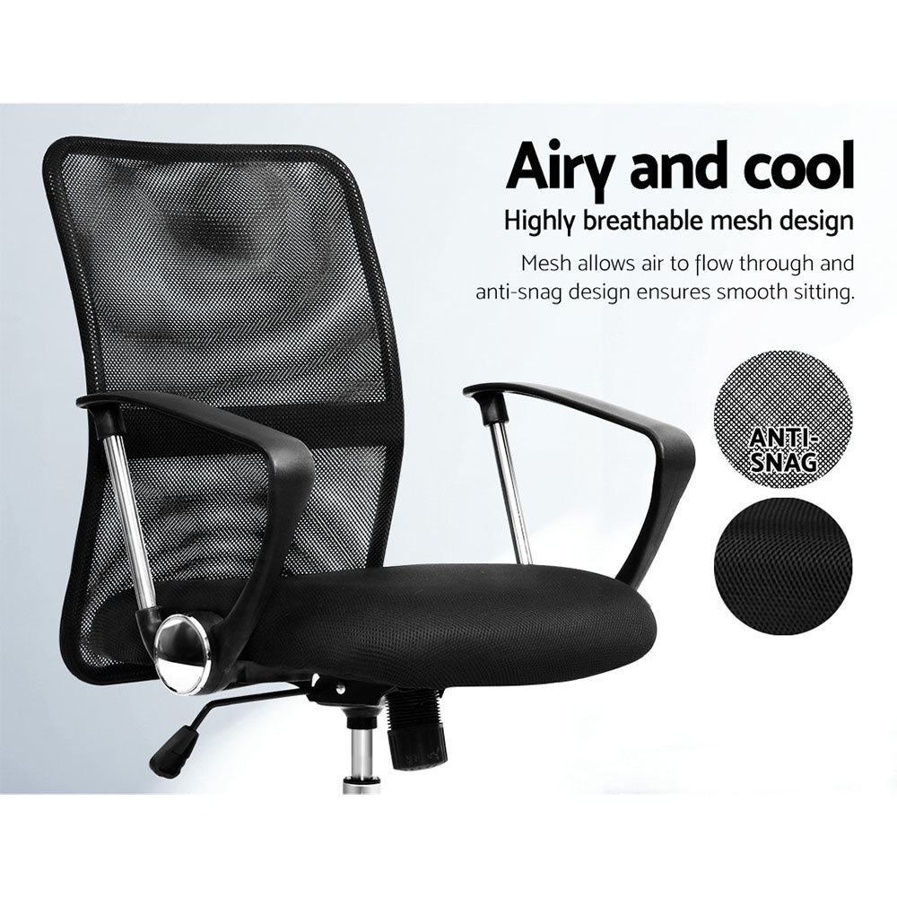 Artiss Gaming Chair - Computer Mesh Chairs Executive Mid Back Black