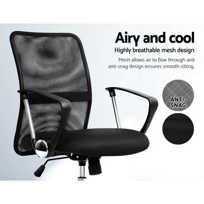 Artiss Gaming Chair - Computer Mesh Chairs Executive Mid Back Black