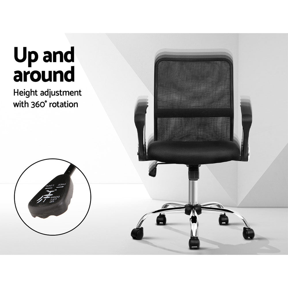 Artiss Gaming Chair - Computer Mesh Chairs Executive Mid Back Black