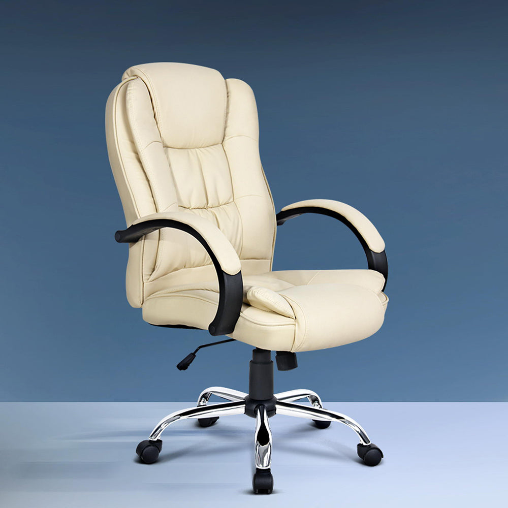 Artiss Gaming Chair Gaming Computer Chairs Executive PU Leather Seat Beige