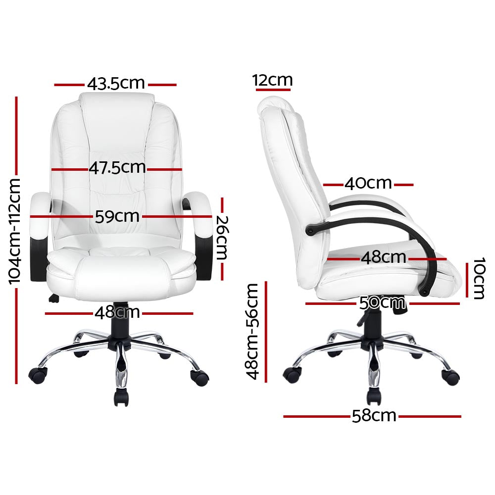 Artiss Gaming Chair Gaming Computer Chairs Executive PU Leather Seating White