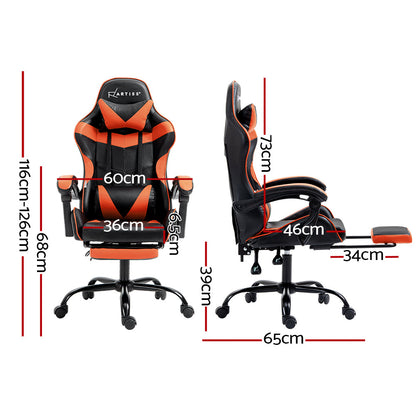 Artiss Gaming Office Chair Executive Computer Leather Chairs Footrest Orange-1