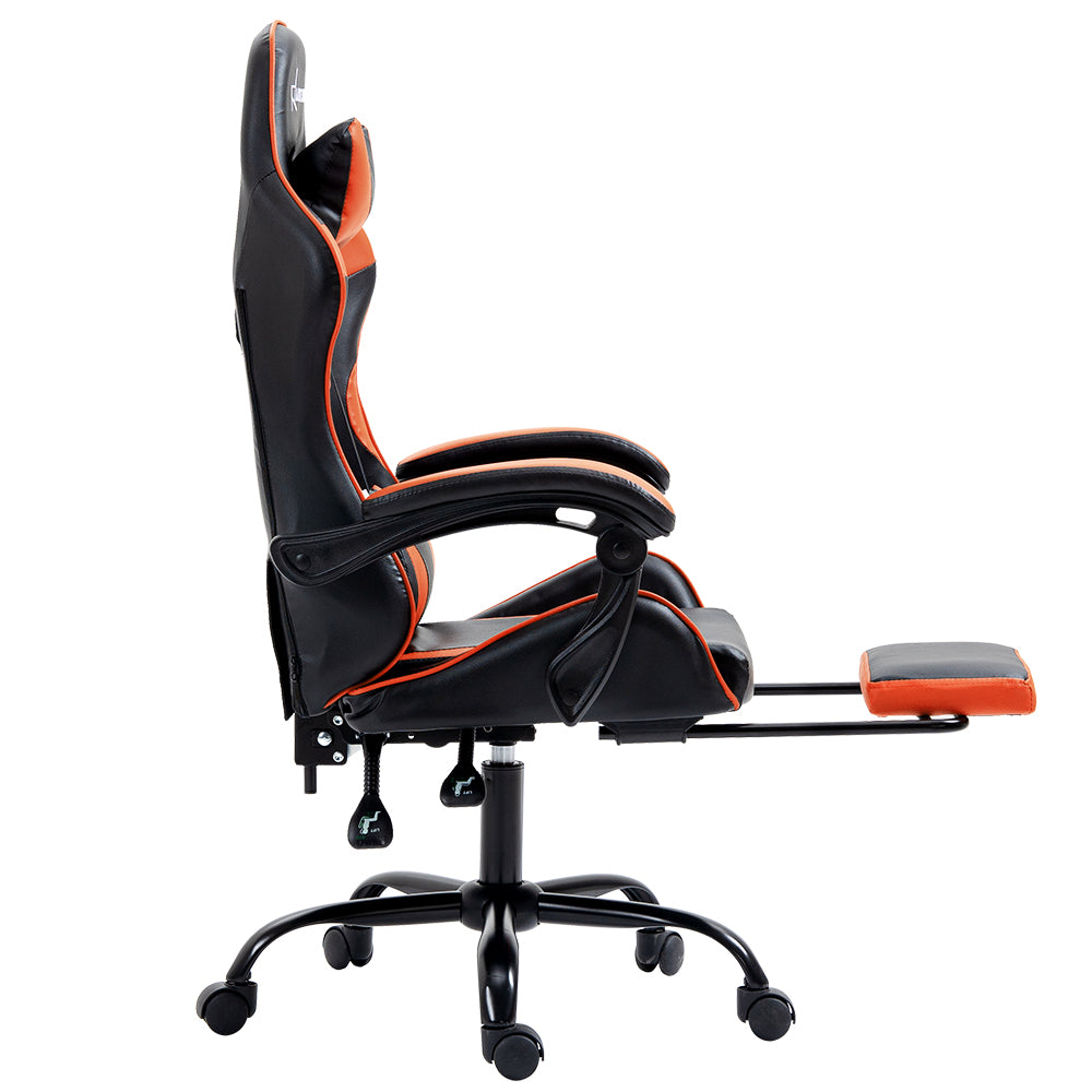Artiss Gaming Office Chair Executive Computer Leather Chairs Footrest Orange-3