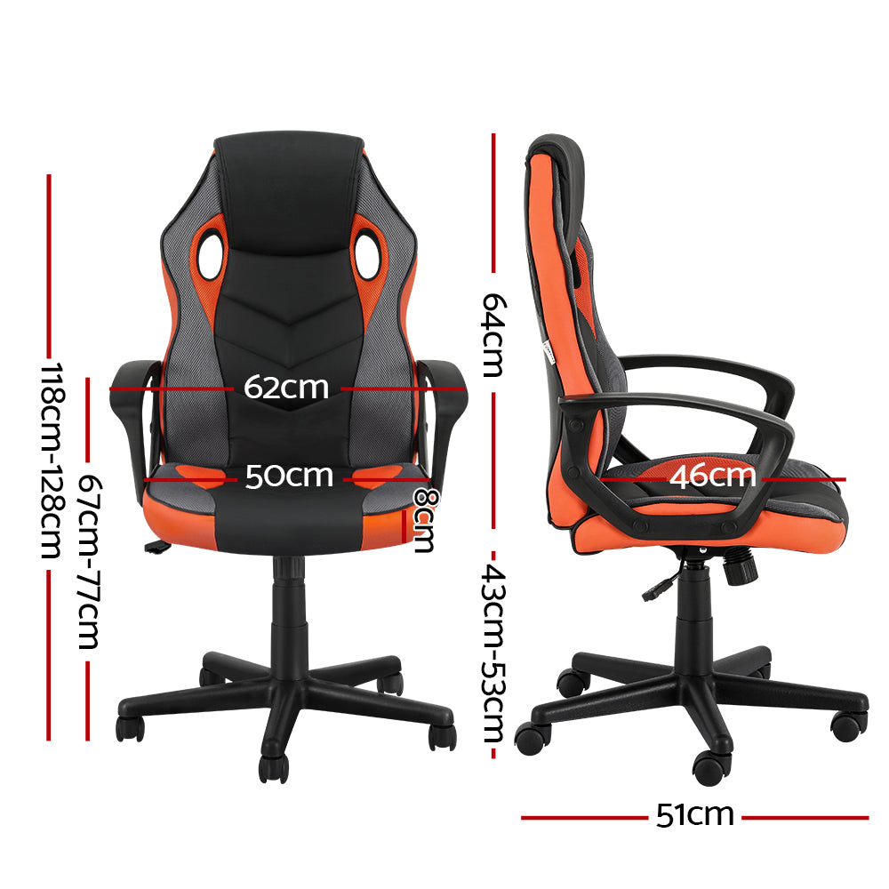 Artiss Gaming Office Chair Computer Executive Racing Chairs High Back Orange-1
