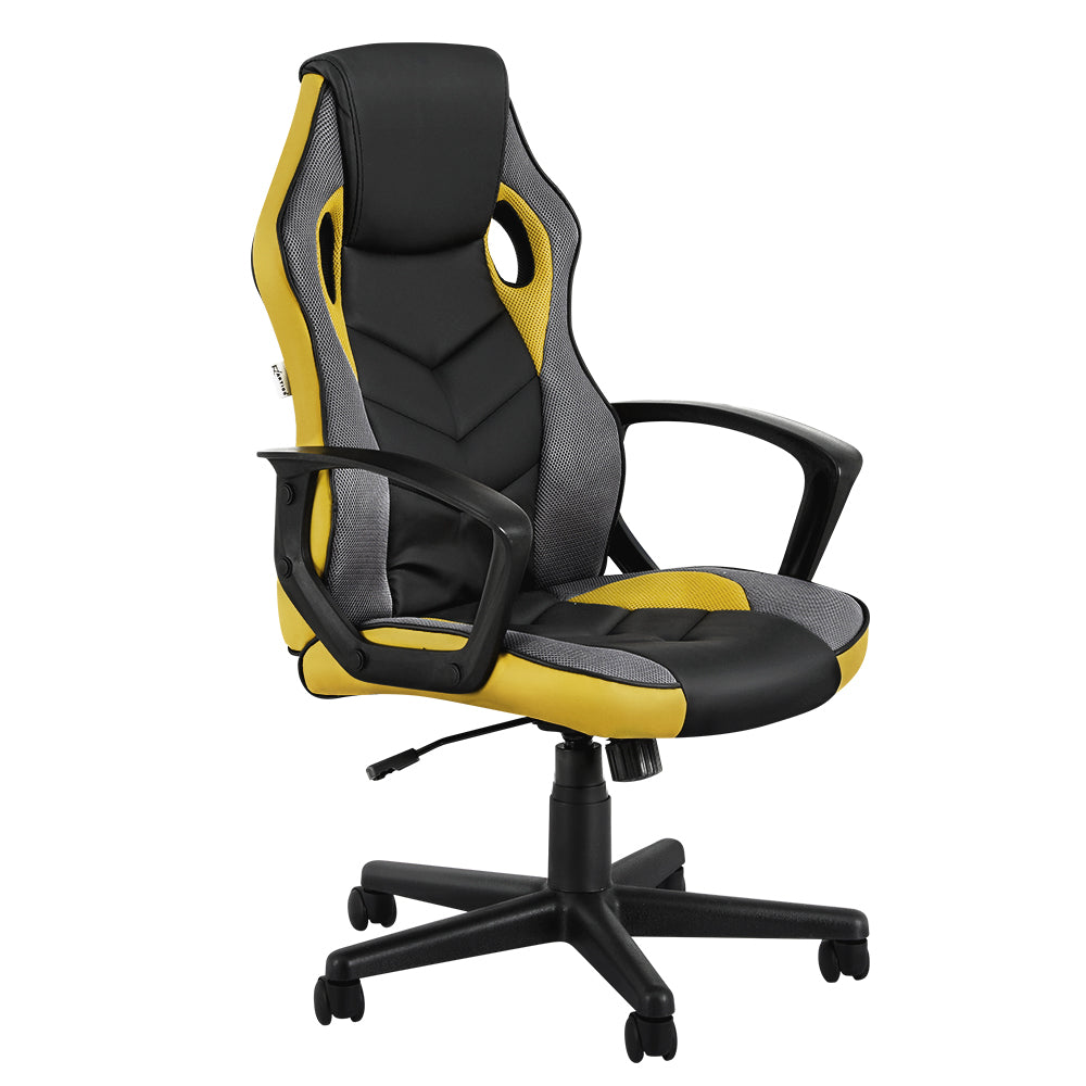 Artiss Gaming Office Chair Computer Executive Racing Chairs High Back Yellow-0