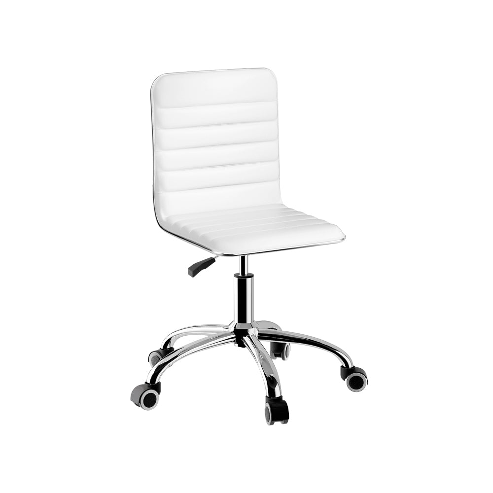 Artiss Office Chair Computer Desk Gaming Chairs PU Leather Low Back White-0