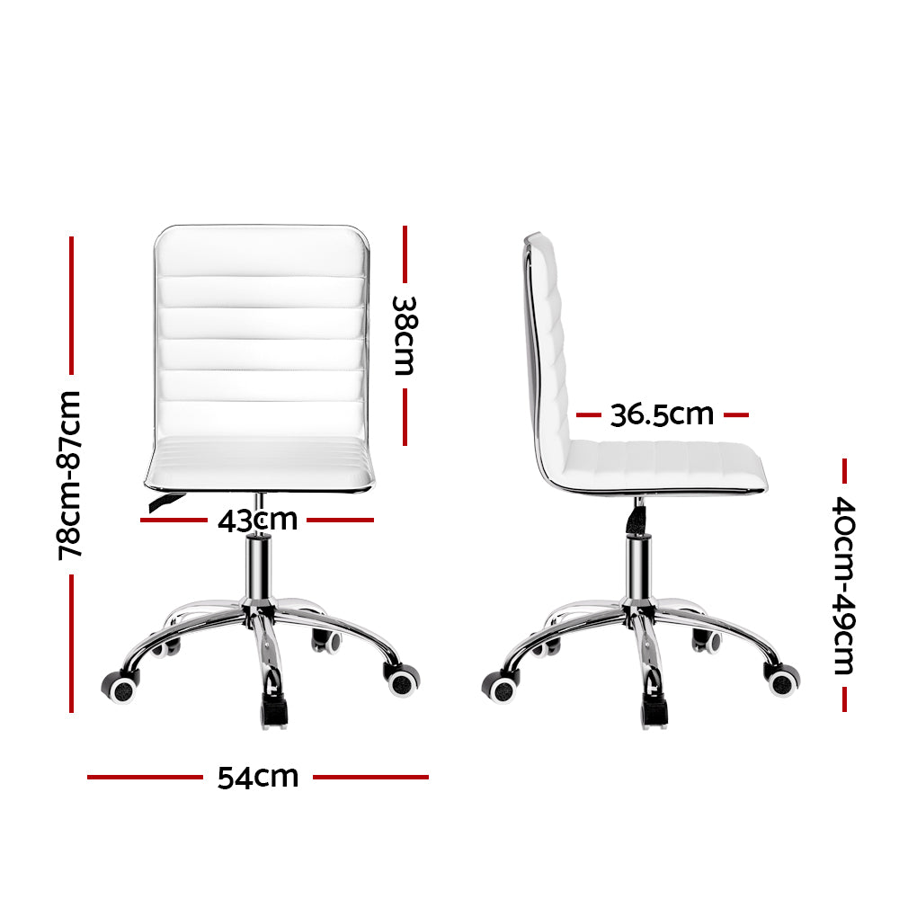 Artiss Office Chair Computer Desk Gaming Chairs PU Leather Low Back White-1