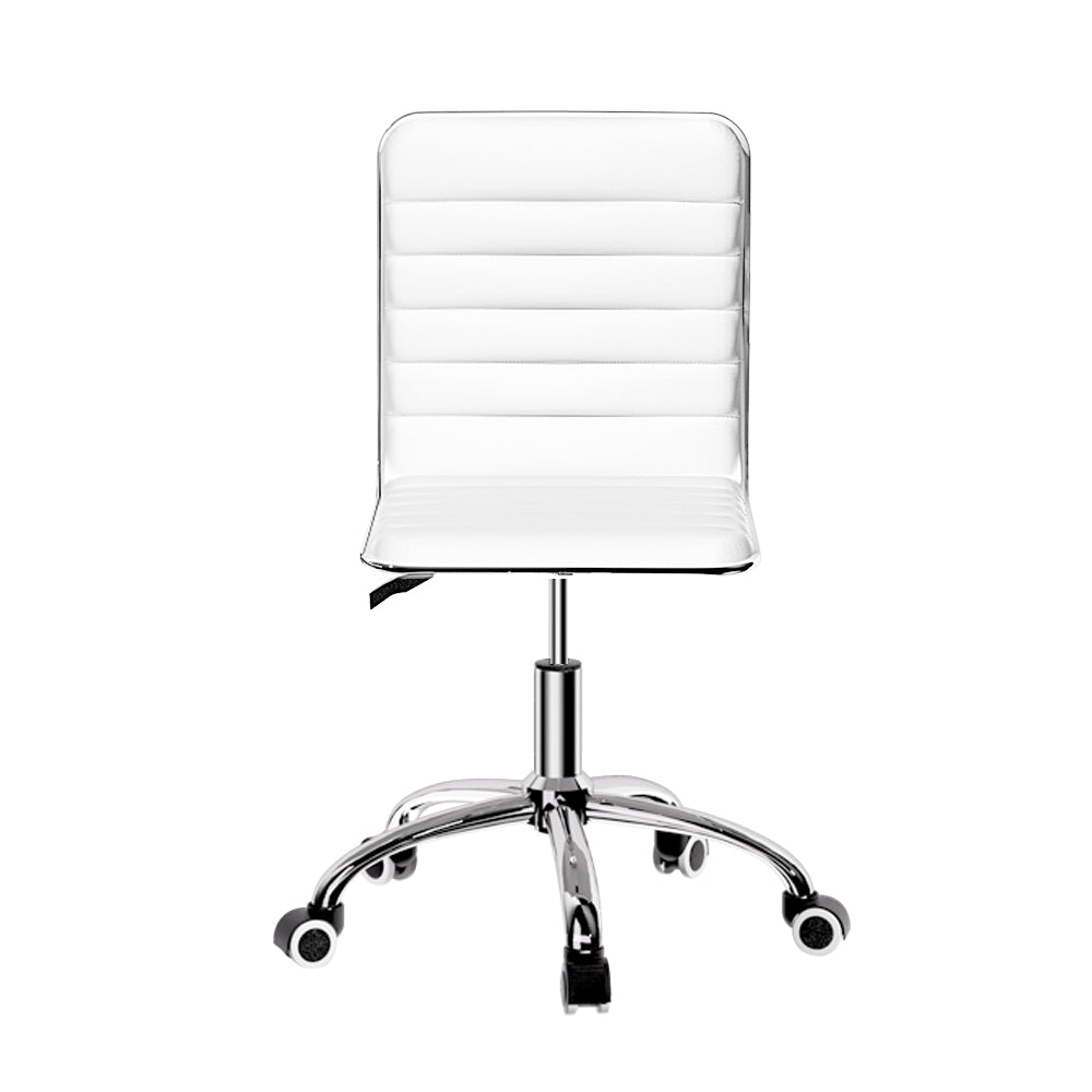 Artiss Office Chair Computer Desk Gaming Chairs PU Leather Low Back White-2