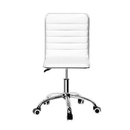 Artiss Office Chair Computer Desk Gaming Chairs PU Leather Low Back White-2