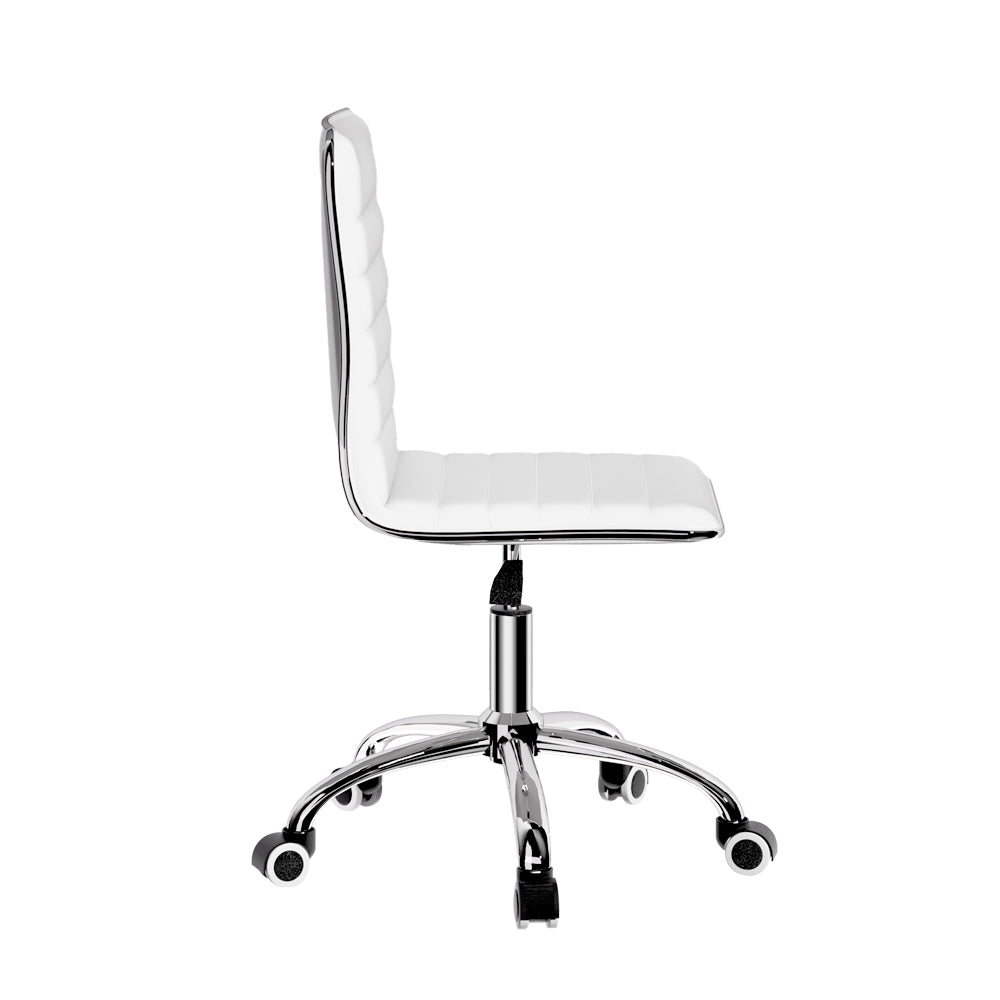 Artiss Office Chair Computer Desk Gaming Chairs PU Leather Low Back White-3