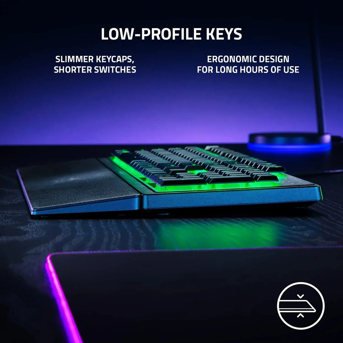 Razer Ornata V3 X Gaming Keyboard:Low-Profile Keys - Silent Membrane Switches Chroma RGB Lighting Ergonomic Wrist Rest