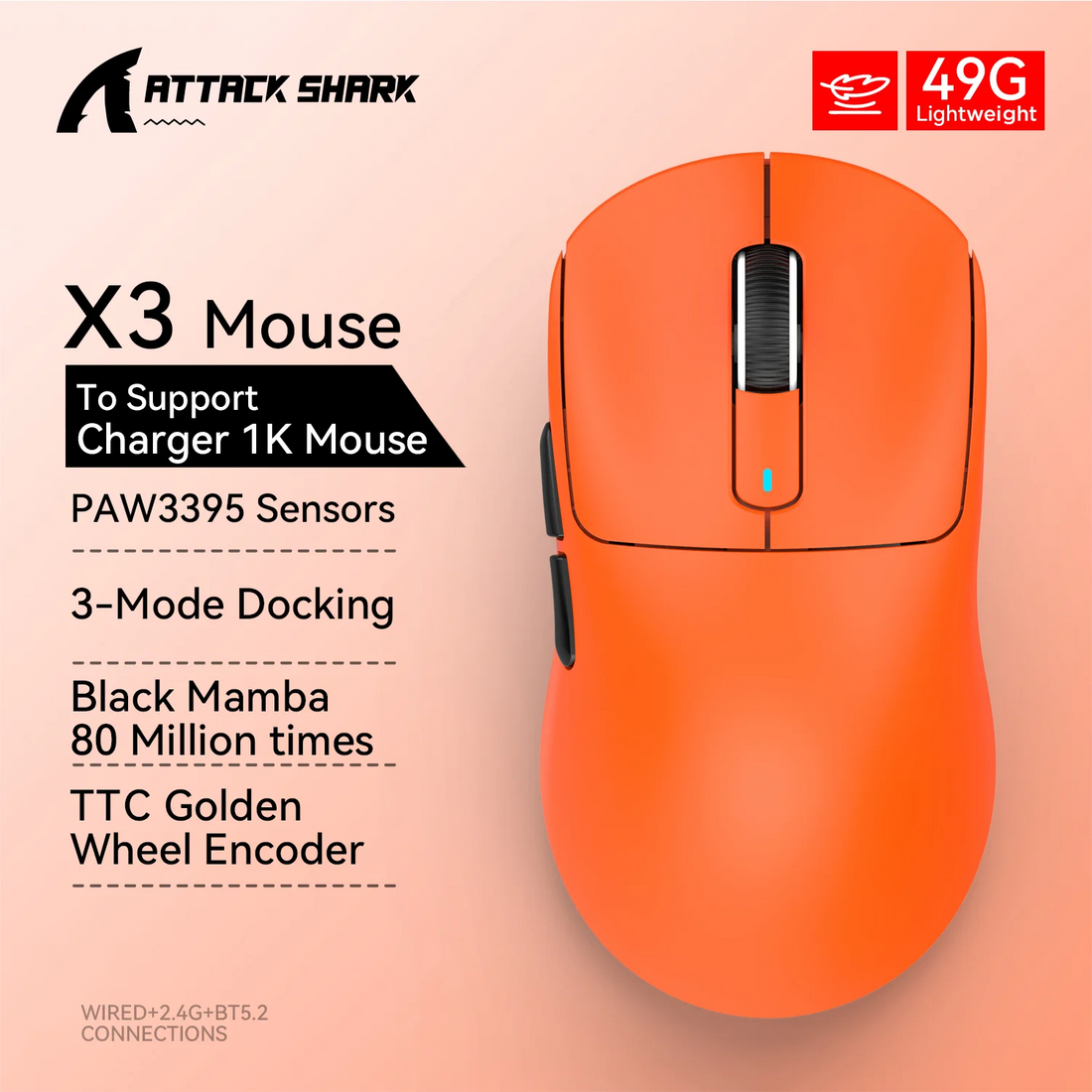 X3 Attack Shark Wireless Gaming Mouse