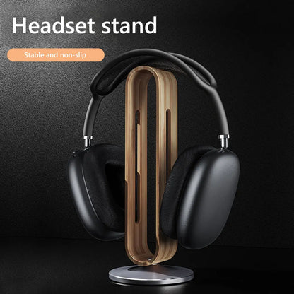 Bamboo Wood Aluminum Gaming Headphone Stand