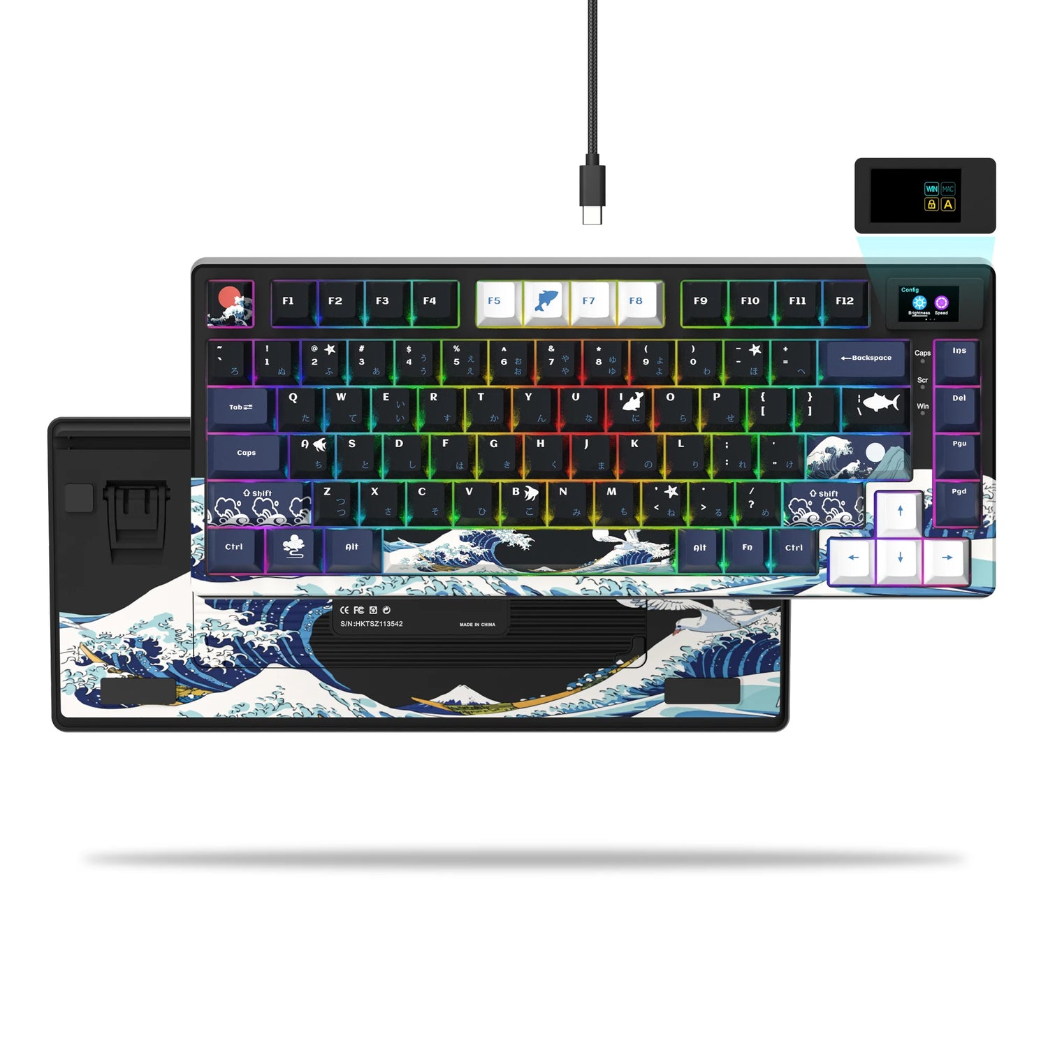 Hot-Swappable RGB Mechanical Gaming Keyboard with OLED Display